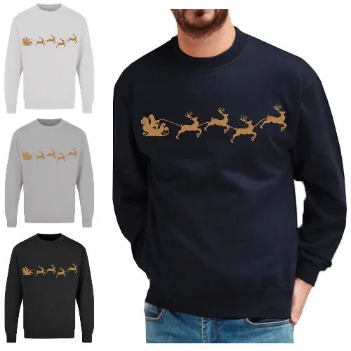 Santa Reindeer Printed Christmas Jumper